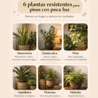 infografia de plantas para pisos con poca luz