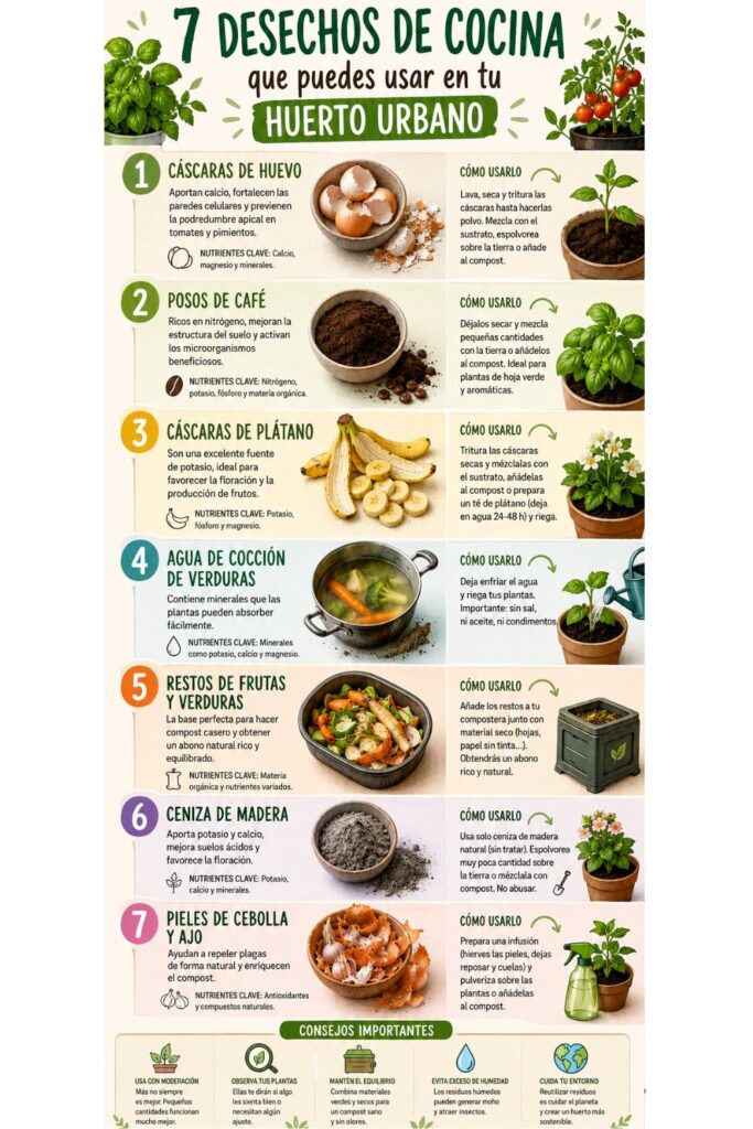 desechos de cocina para tu huerto urbano